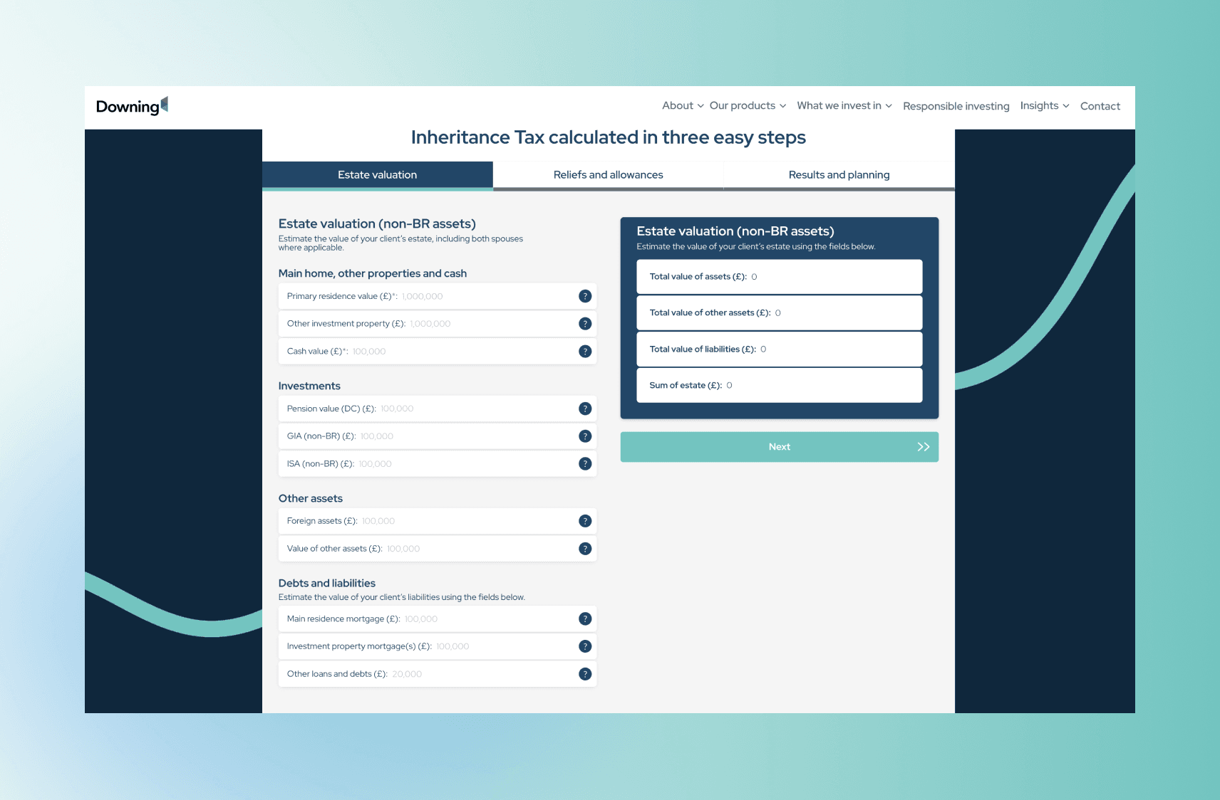 Downing IHT Calculator